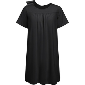 Deyeek Hospital Gowns for Women Tear Away Snap Open Back Post Surgery Dress(Black)