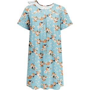 Deyeek Hospital Gowns for Women Tear Away Snap Open Back Post Surgery Dress(Blue Green Print)