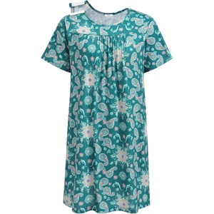 Deyeek Hospital Gowns for Women Tear Away Snap Open Back Post Surgery Dress(Blue Print)