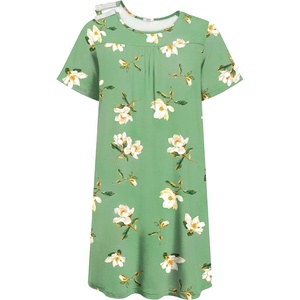 Deyeek Hospital Gowns for Women Tear Away Snap Open Back Post Surgery Dress(Green Flower Print)