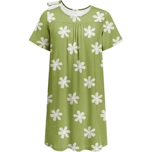Deyeek Hospital Gowns for Women Tear Away Snap Open Back Post Surgery Dress(Green Print)