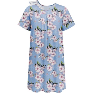 Deyeek Hospital Gowns for Women Tear Away Snap Open Back Post Surgery Dress(Light Blue Print)