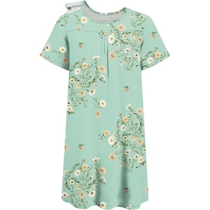 Deyeek Hospital Gowns for Women Tear Away Snap Open Back Post Surgery Dress(Light Green Flower Print)