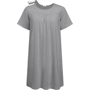 Deyeek Hospital Gowns for Women Tear Away Snap Open Back Post Surgery Dress(Light Grey)