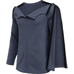 Deyeek Men’s Front Zip Post Shoulder Surgery Adaptive Shirt(Periwinkle)