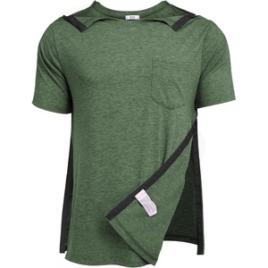 Deyeek Men’s Post Shoulder Surgery Shirts Soft Tear Away Short Sleeve Tops(Army Green)