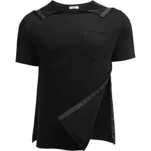 Deyeek Men’s Post Shoulder Surgery Shirts Soft Tear Away Short Sleeve Tops(Black)