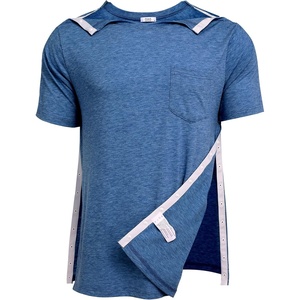 Deyeek Men’s Post Shoulder Surgery Shirts Soft Tear Away Short Sleeve Tops(Dark Blue)