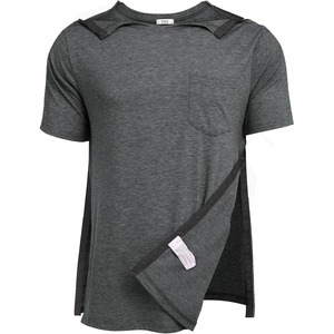 Deyeek Men’s Post Shoulder Surgery Shirts Soft Tear Away Short Sleeve Tops(Deep Grey)