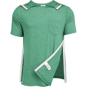 Deyeek Men’s Post Shoulder Surgery Shirts Soft Tear Away Short Sleeve Tops(Grey-green)