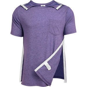Deyeek Men’s Post Shoulder Surgery Shirts Soft Tear Away Short Sleeve Tops(Purple)