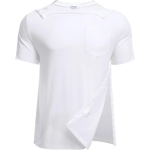 Deyeek Men’s Post Shoulder Surgery Shirts Soft Tear Away Short Sleeve Tops(White)