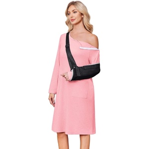 Deyeek Post Shoulder Surgery Gowns for Women Tear Away Recovery Dress(Mirage Pink)