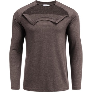 Deyeek Unisex Chemo Shirts for Port Access Chemotherapy Must Haves Long Sleeve Cancer Care Package for Men(Brown)