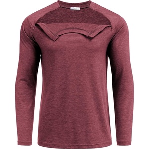 Deyeek Unisex Chemo Shirts for Port Access Chemotherapy Must Haves Long Sleeve Cancer Care Package for Men(Burgundy)