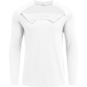 Deyeek Unisex Chemo Shirts for Port Access Chemotherapy Must Haves Long Sleeve Cancer Care Package for Men(White)