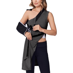 Deyeek Women’s Shoulder Surgery Dress Full Tear Away Sleeveless Chemo Gown(Dark Gray)