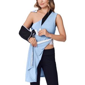 Deyeek Women’s Shoulder Surgery Dress Full Tear Away Sleeveless Chemo Gown(Light Blue)