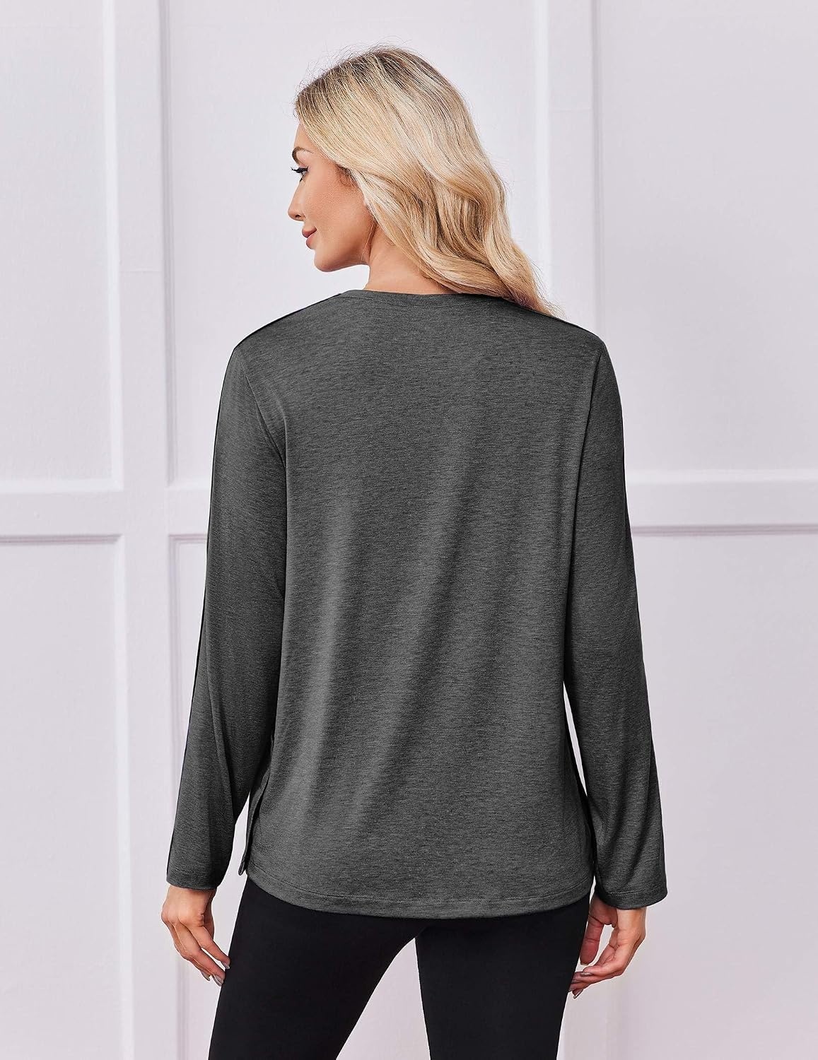 image:imageDeyeek Womens Magnetic Post Shoulder Surgery Shirt OneHanded AdaptiveDark Gray