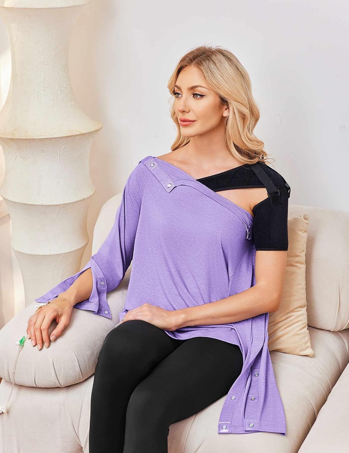 image:imageDeyeek Womens Magnetic Post Shoulder Surgery Shirt OneHanded AdaptiveLilac