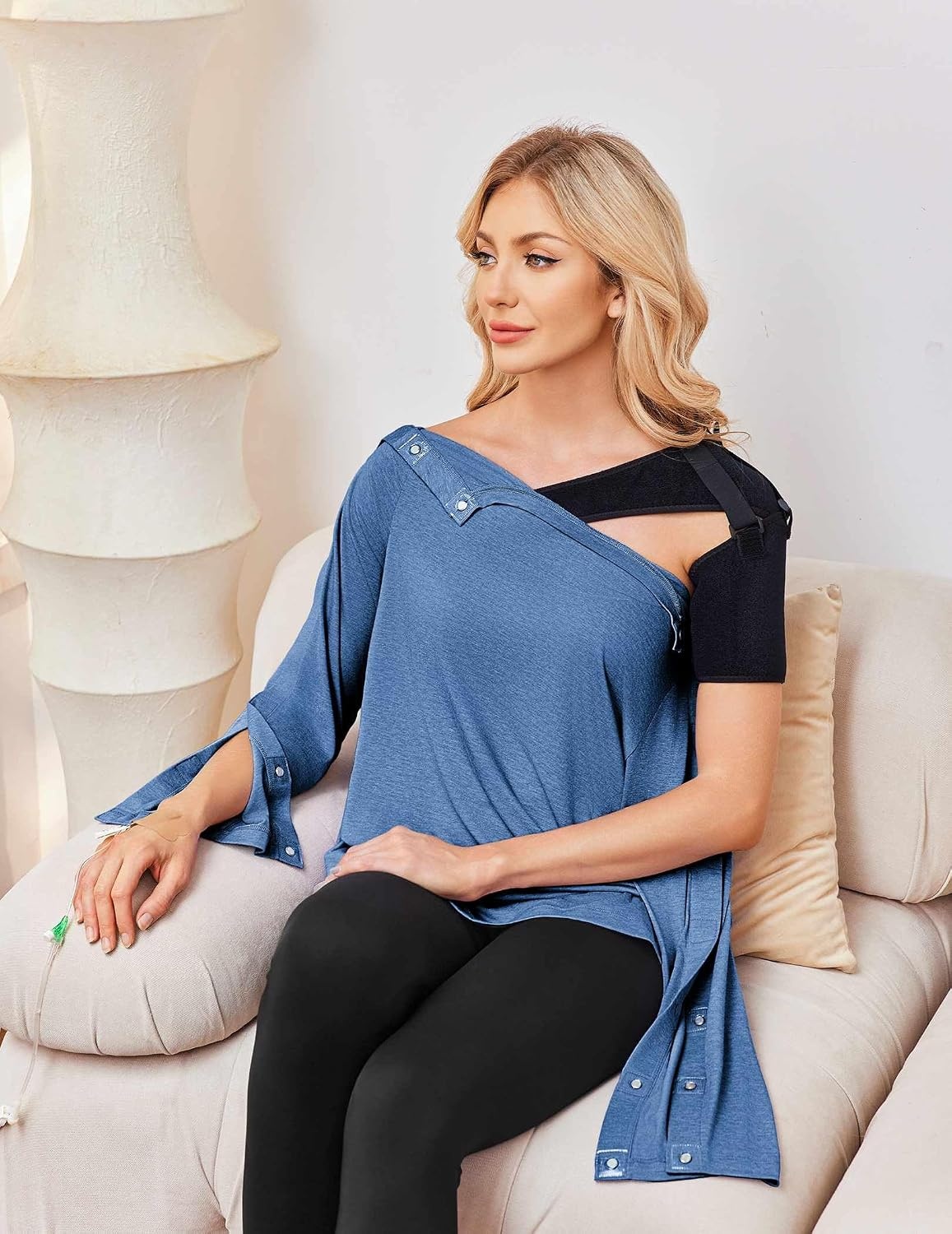 image:imageDeyeek Womens Magnetic Post Shoulder Surgery Shirt OneHanded AdaptiveNavy
