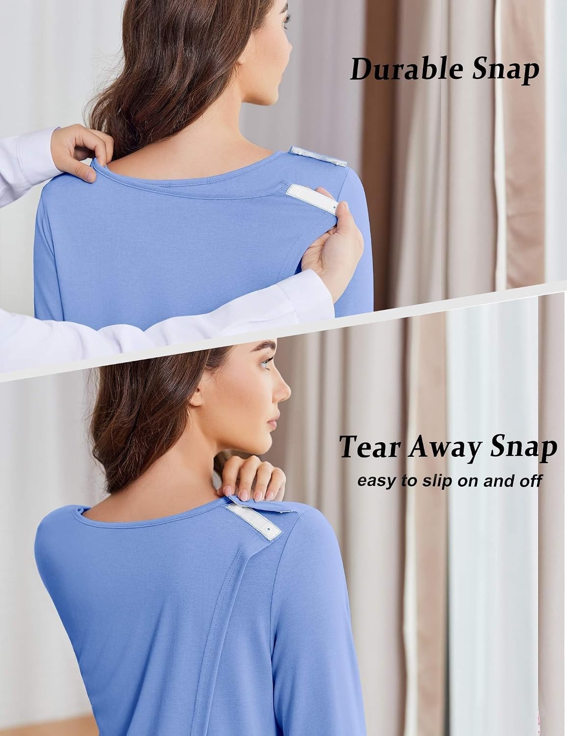 image:imageDeyeek Womens Open Back Hospital Gowns for Post SurgeryBlue