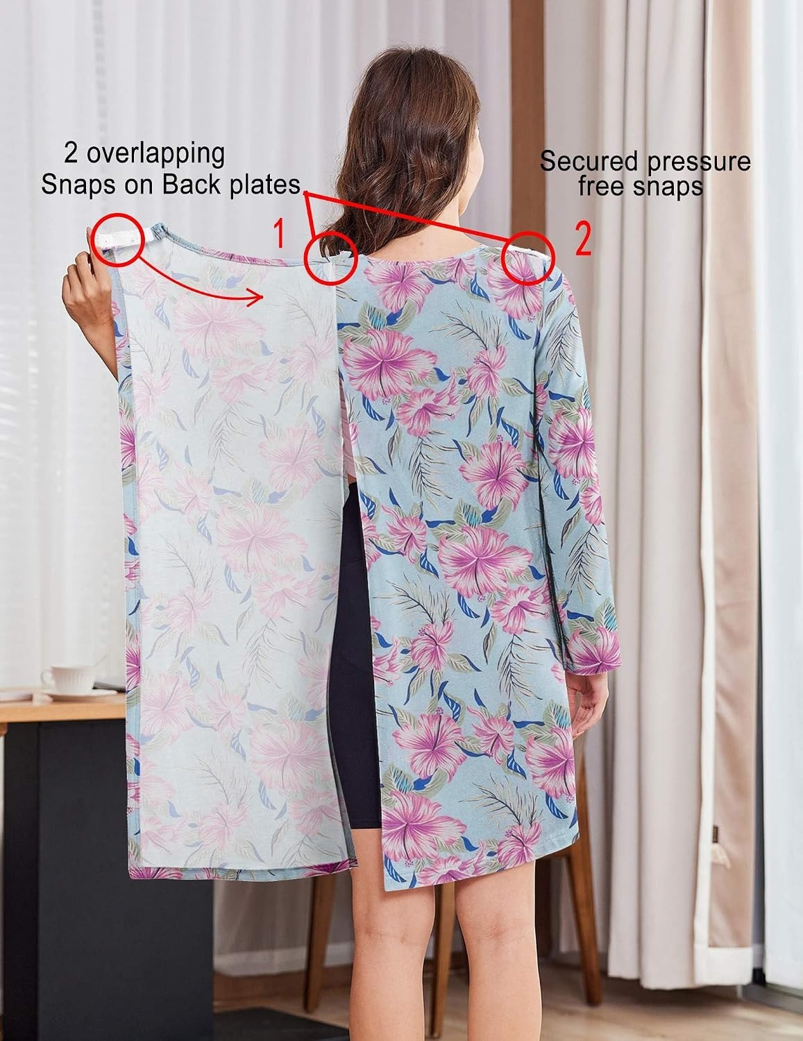image:imageDeyeek Womens Open Back Hospital Gowns for Post SurgeryBlue Floral Print