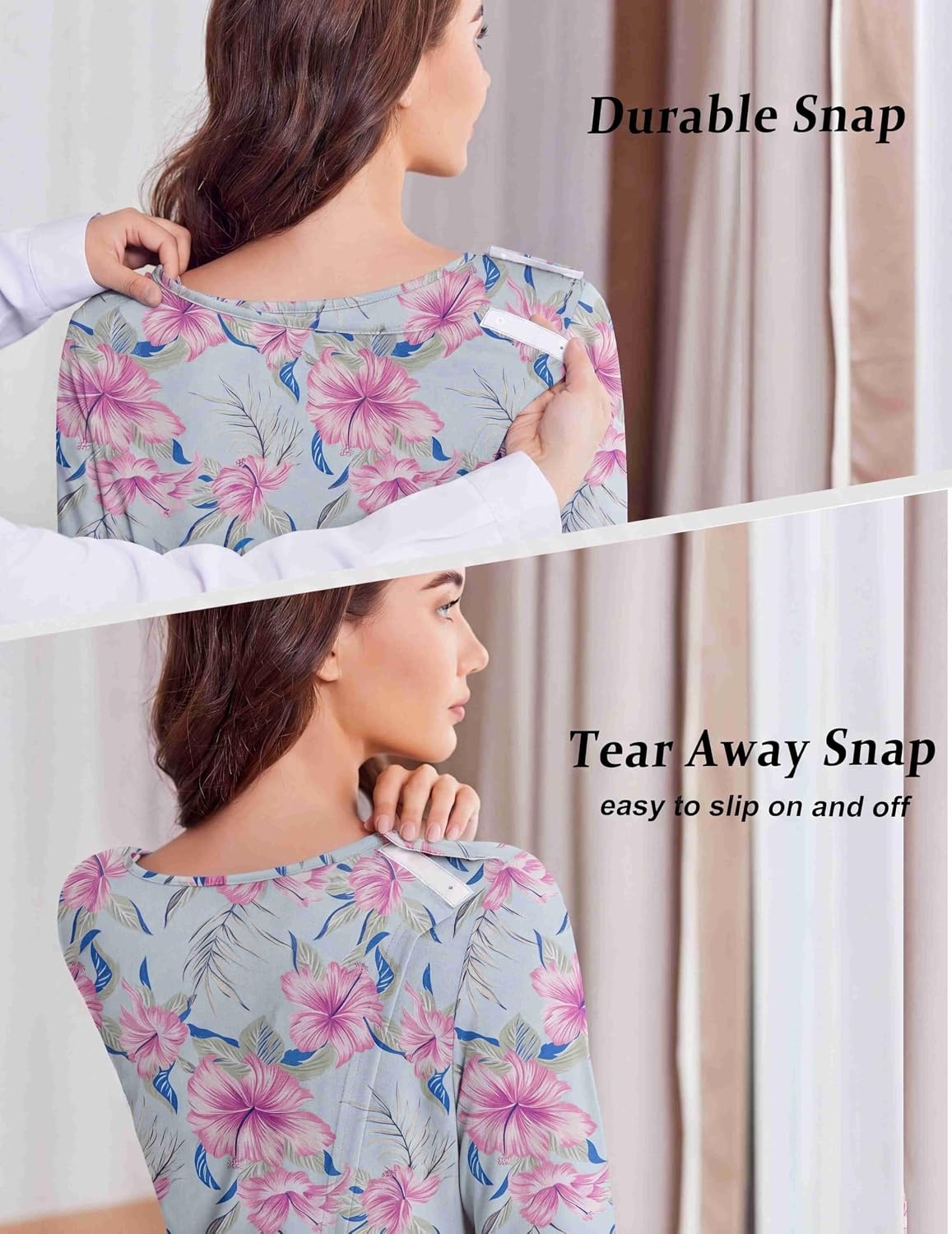 image:imageDeyeek Womens Open Back Hospital Gowns for Post SurgeryBlue Floral Print