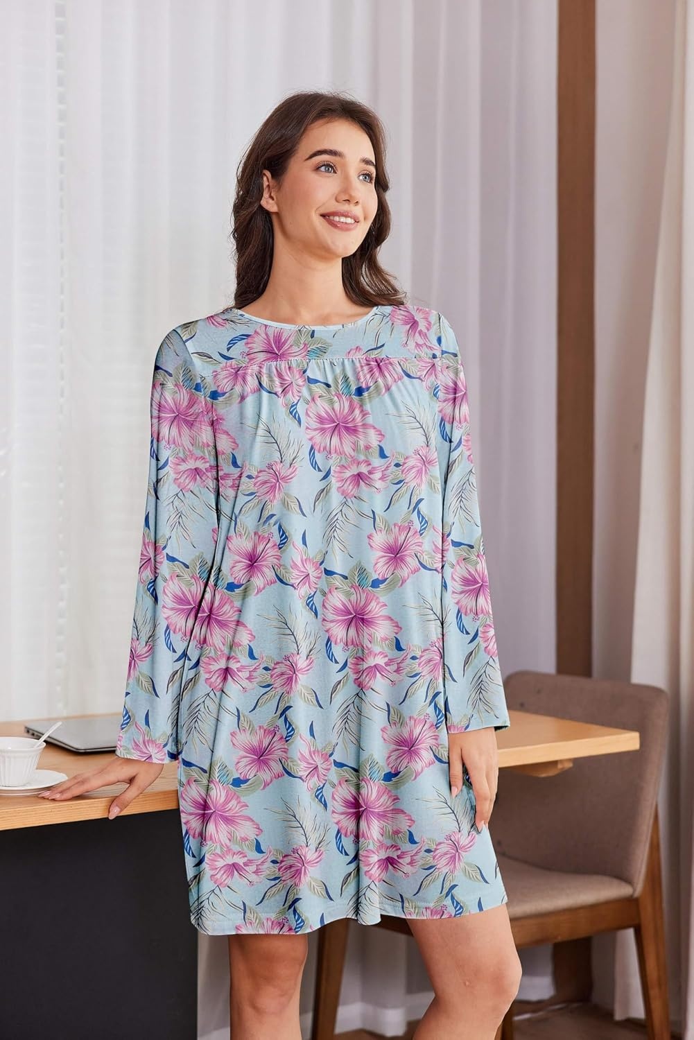 image:imageDeyeek Womens Open Back Hospital Gowns for Post SurgeryBlue Floral Print