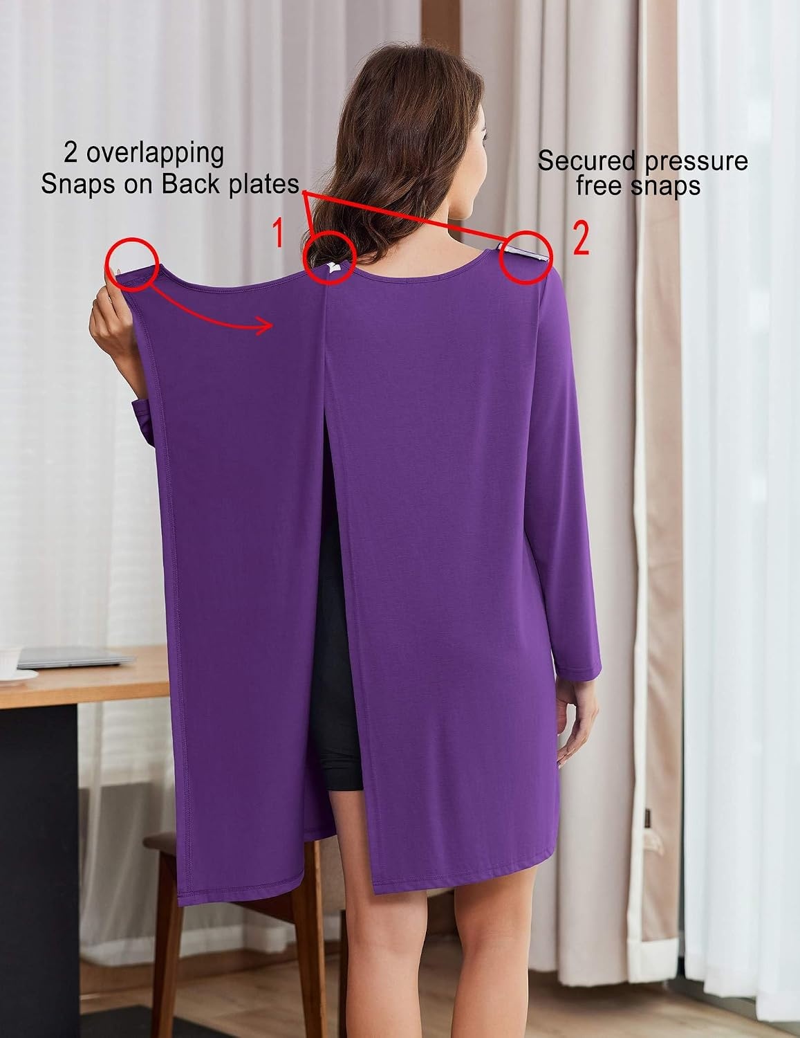 image:imageDeyeek Womens Open Back Hospital Gowns for Post SurgeryDark Purple