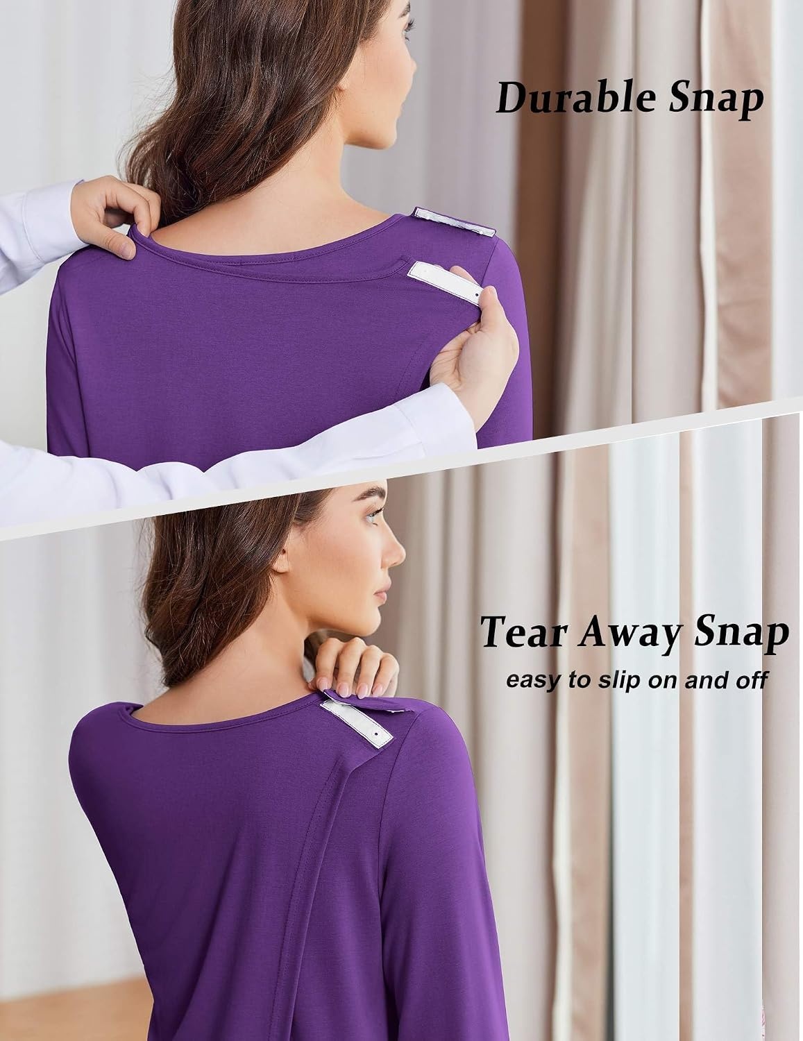 image:imageDeyeek Womens Open Back Hospital Gowns for Post SurgeryDark Purple