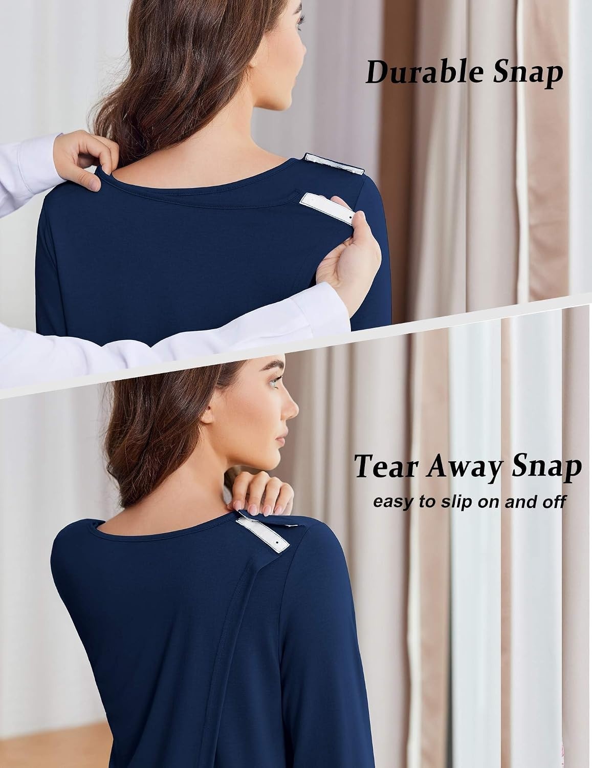 image:imageDeyeek Womens Open Back Hospital Gowns for Post SurgeryNavy