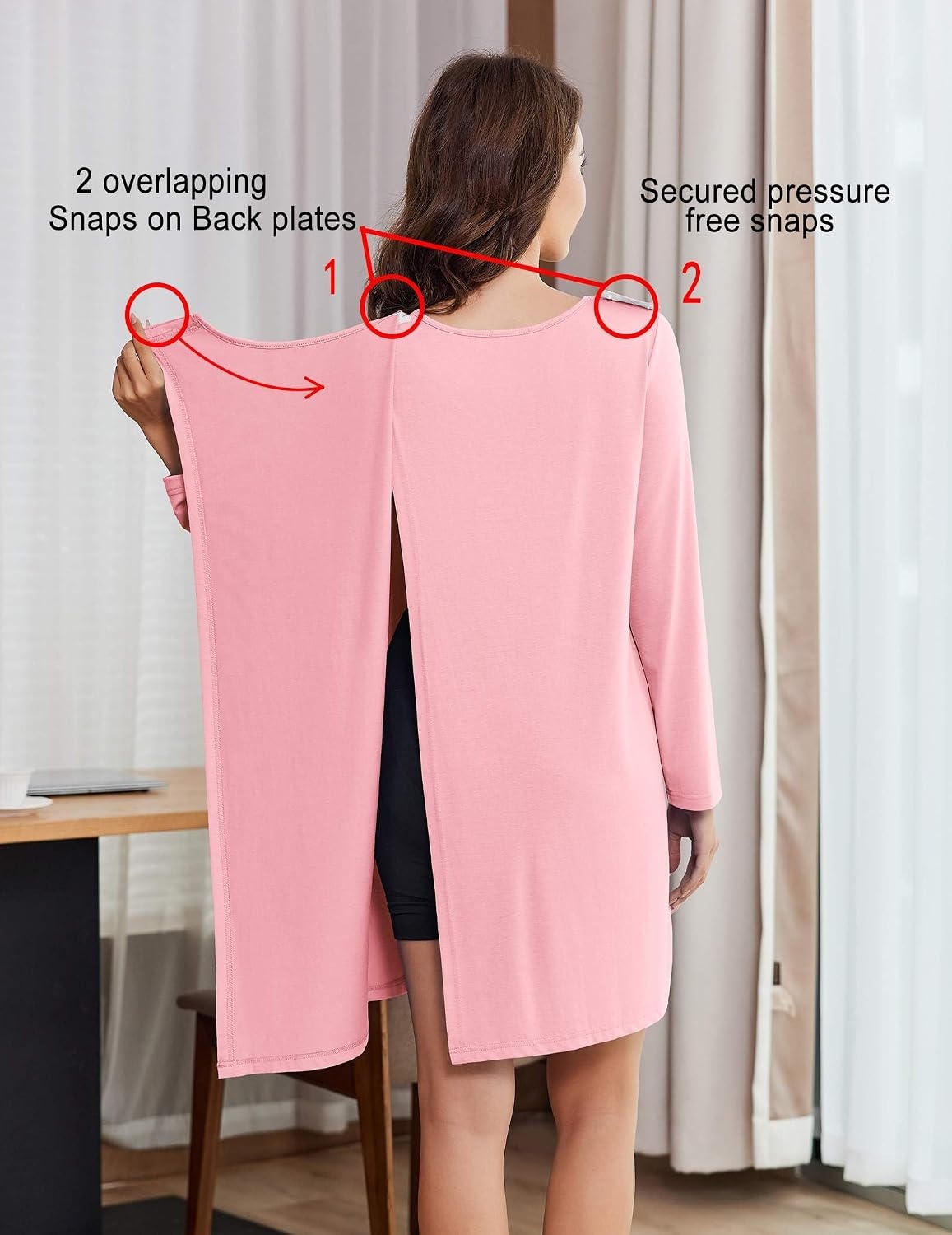 image:imageDeyeek Womens Open Back Hospital Gowns for Post SurgeryPink