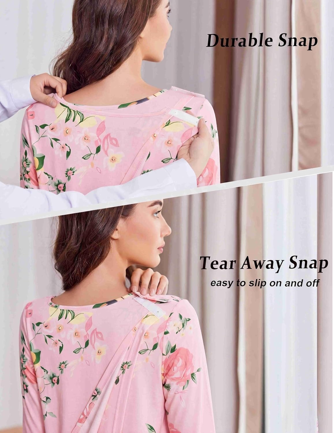 image:imageDeyeek Womens Open Back Hospital Gowns for Post SurgeryPink Floral Print