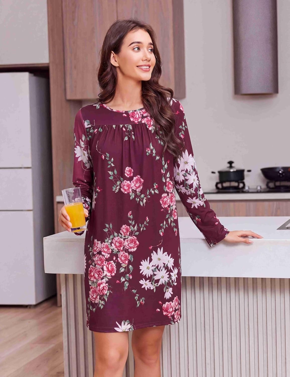 image:imageDeyeek Womens Open Back Hospital Gowns for Post SurgeryRed Floral Print