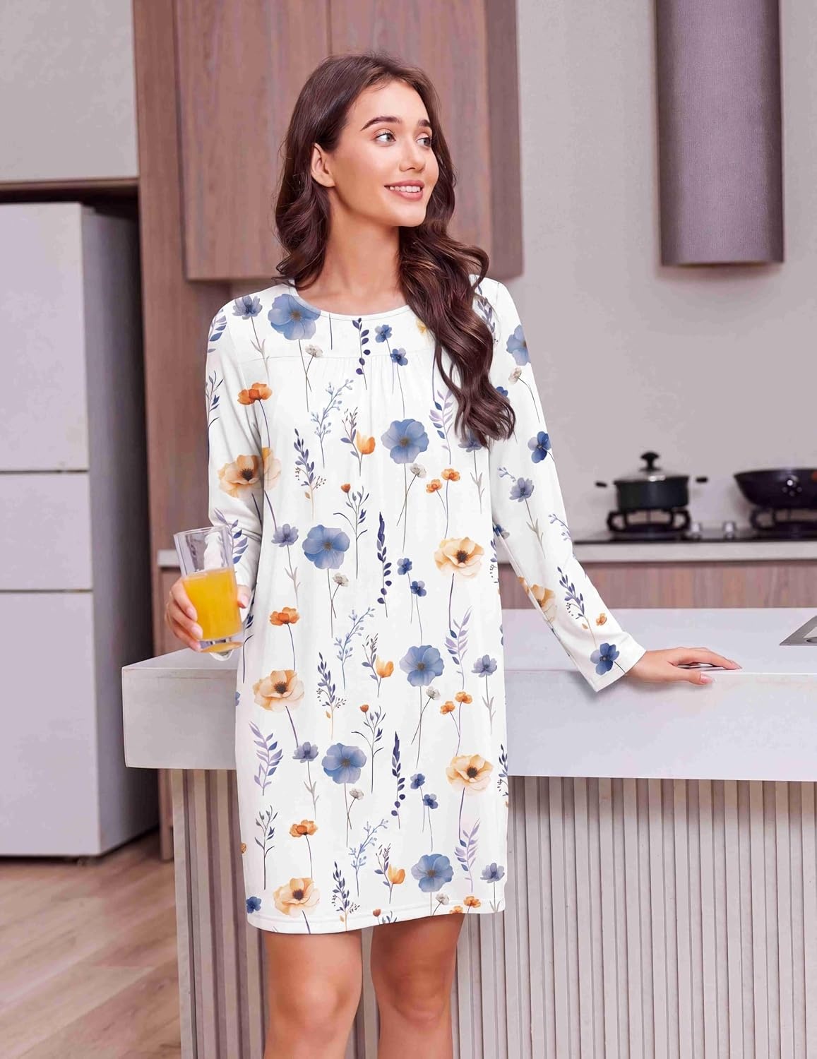 image:imageDeyeek Womens Open Back Hospital Gowns for Post SurgeryWhite Floral Print