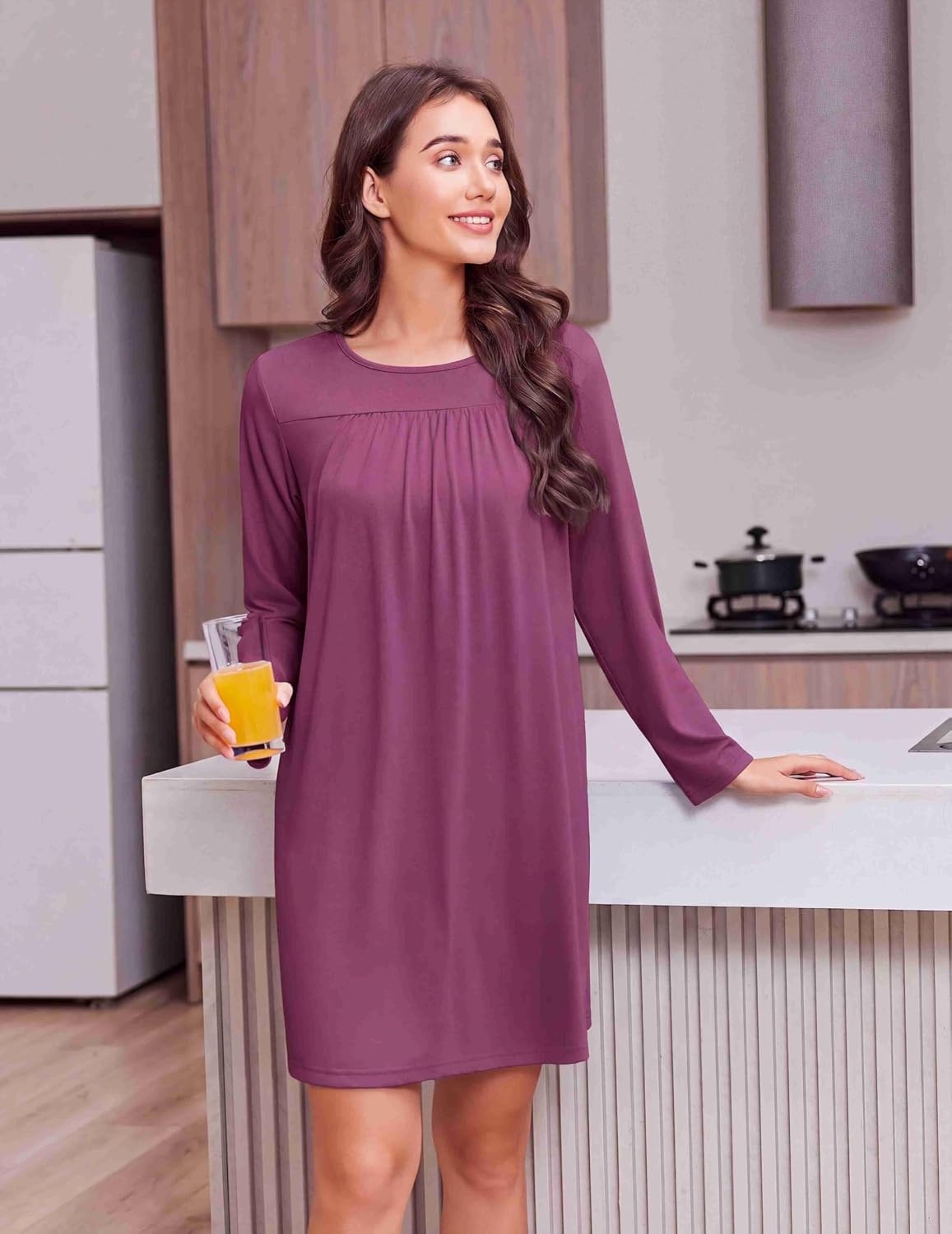 image:imageDeyeek Womens Open Back Hospital Gowns for Post SurgeryWine Red