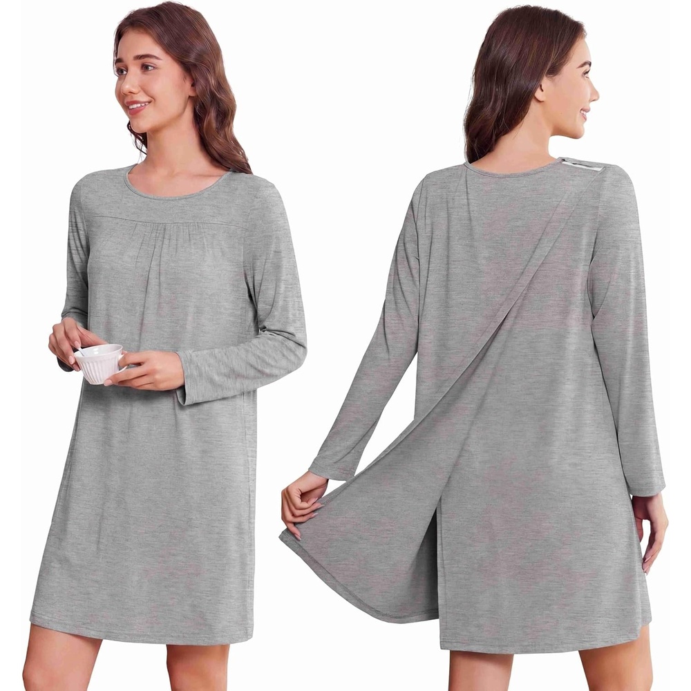 image:imageDeyeek Womens Open Back Hospital Gowns for Post SurgeryLight Grey