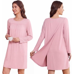 Deyeek Women’s Open Back Hospital Gowns for Post Surgery(Pink)