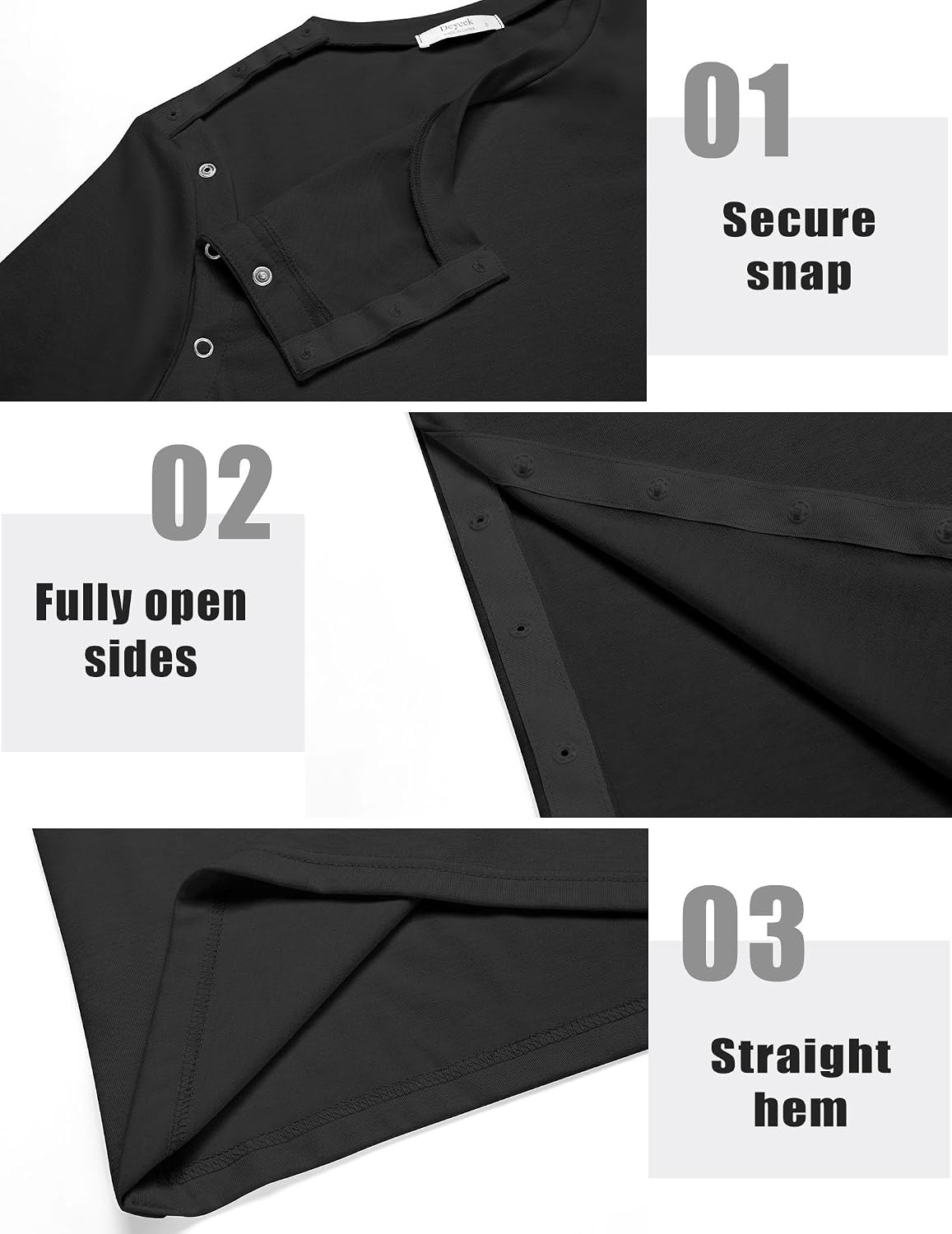 image:imageDeyeek Womens Post Surgery Tear Away Shirt for Shoulder RecoveryBlack