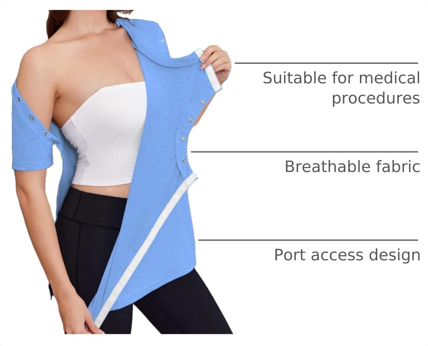image:imageDeyeek Womens Post Surgery Tear Away Shirt for Shoulder RecoveryBlue
