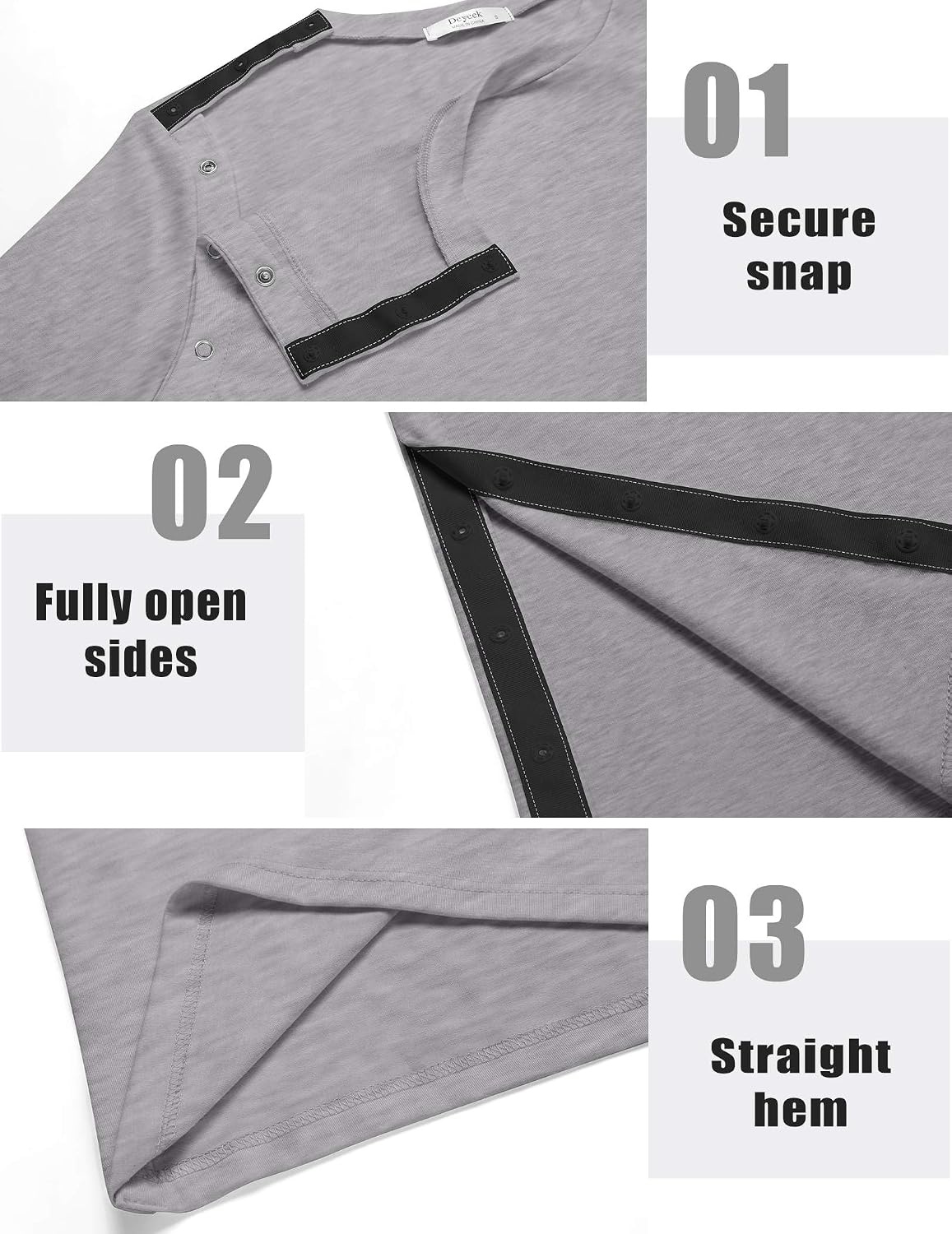 image:imageDeyeek Womens Post Surgery Tear Away Shirt for Shoulder RecoveryLight Gray