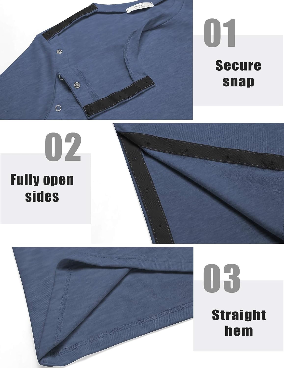 image:imageDeyeek Womens Post Surgery Tear Away Shirt for Shoulder RecoveryNavy