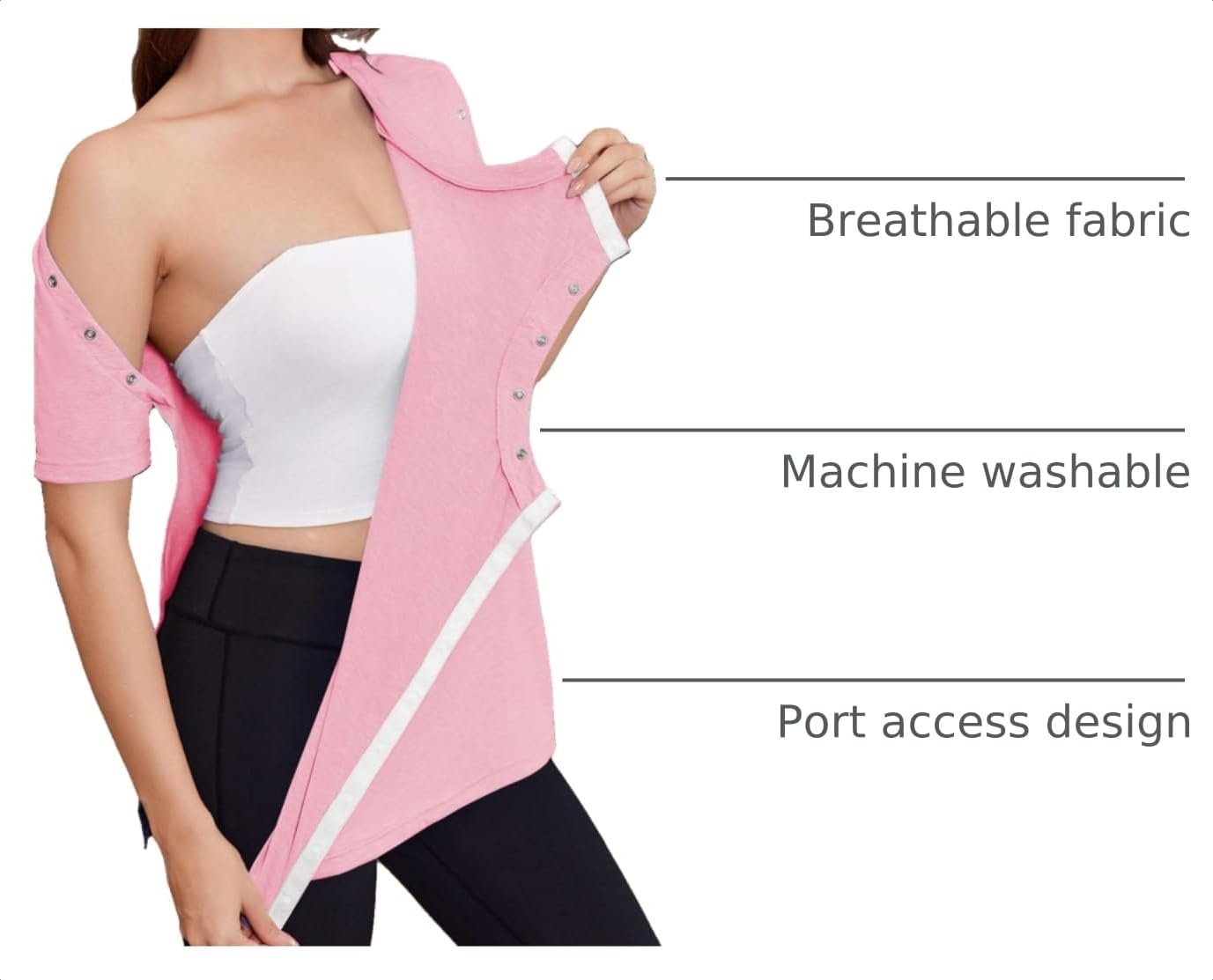 image:imageDeyeek Womens Post Surgery Tear Away Shirt for Shoulder RecoveryPink