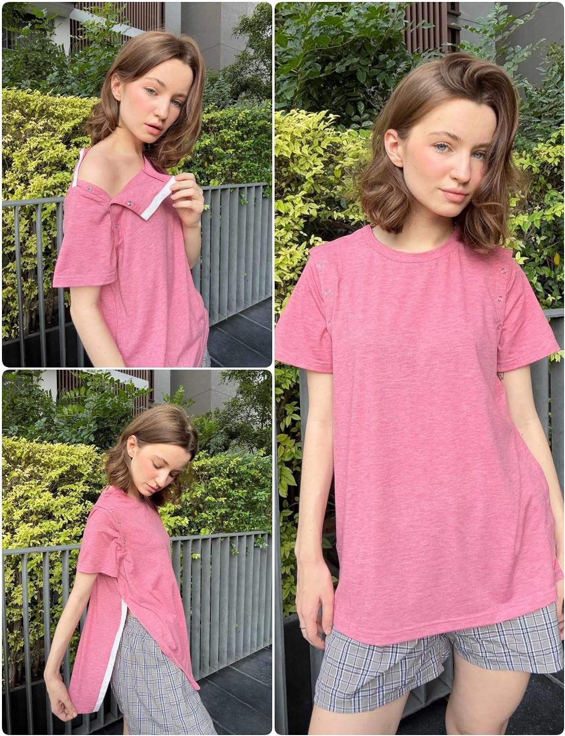 image:imageDeyeek Womens Post Surgery Tear Away Shirt for Shoulder RecoveryRed