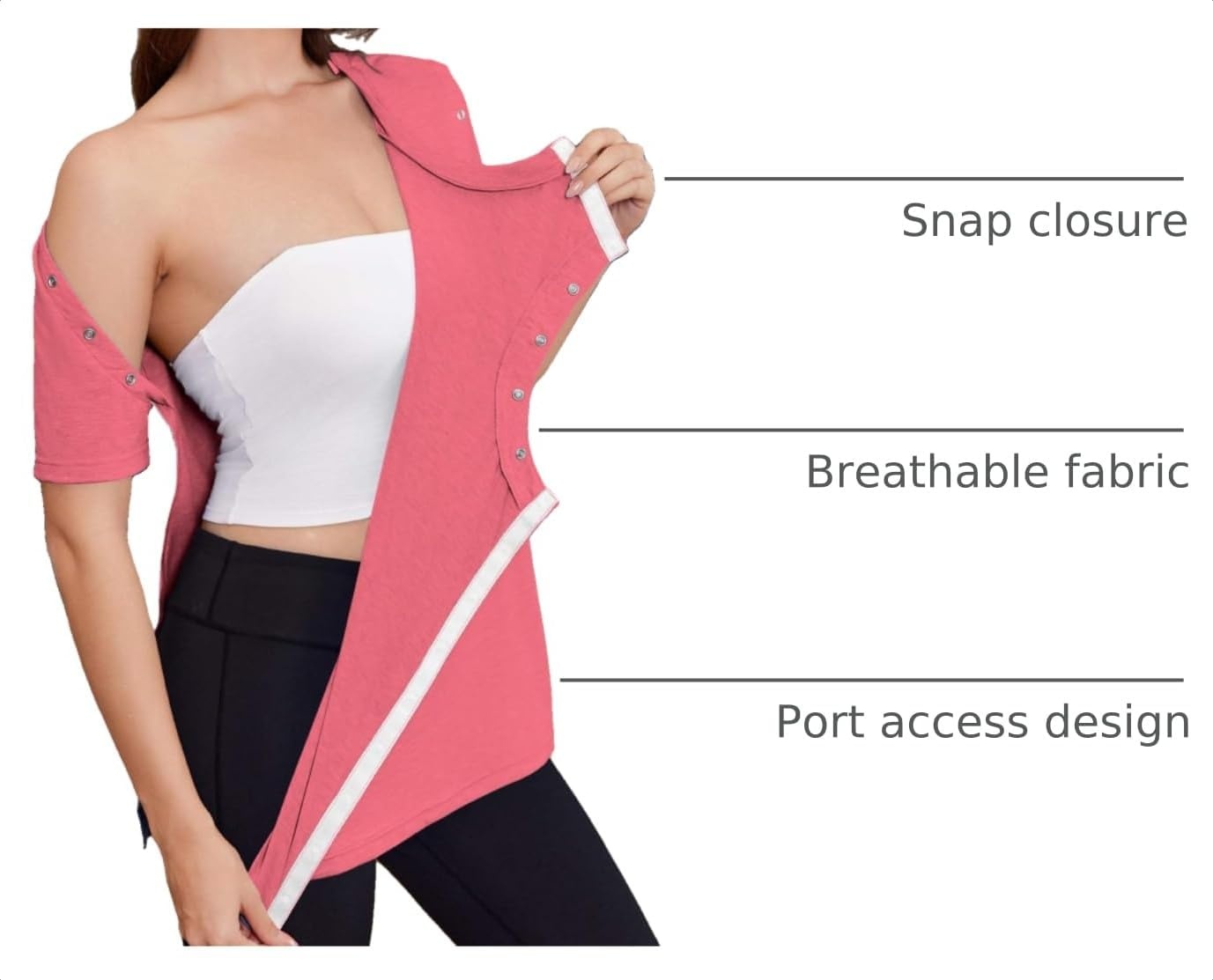 image:imageDeyeek Womens Post Surgery Tear Away Shirt for Shoulder RecoveryRed