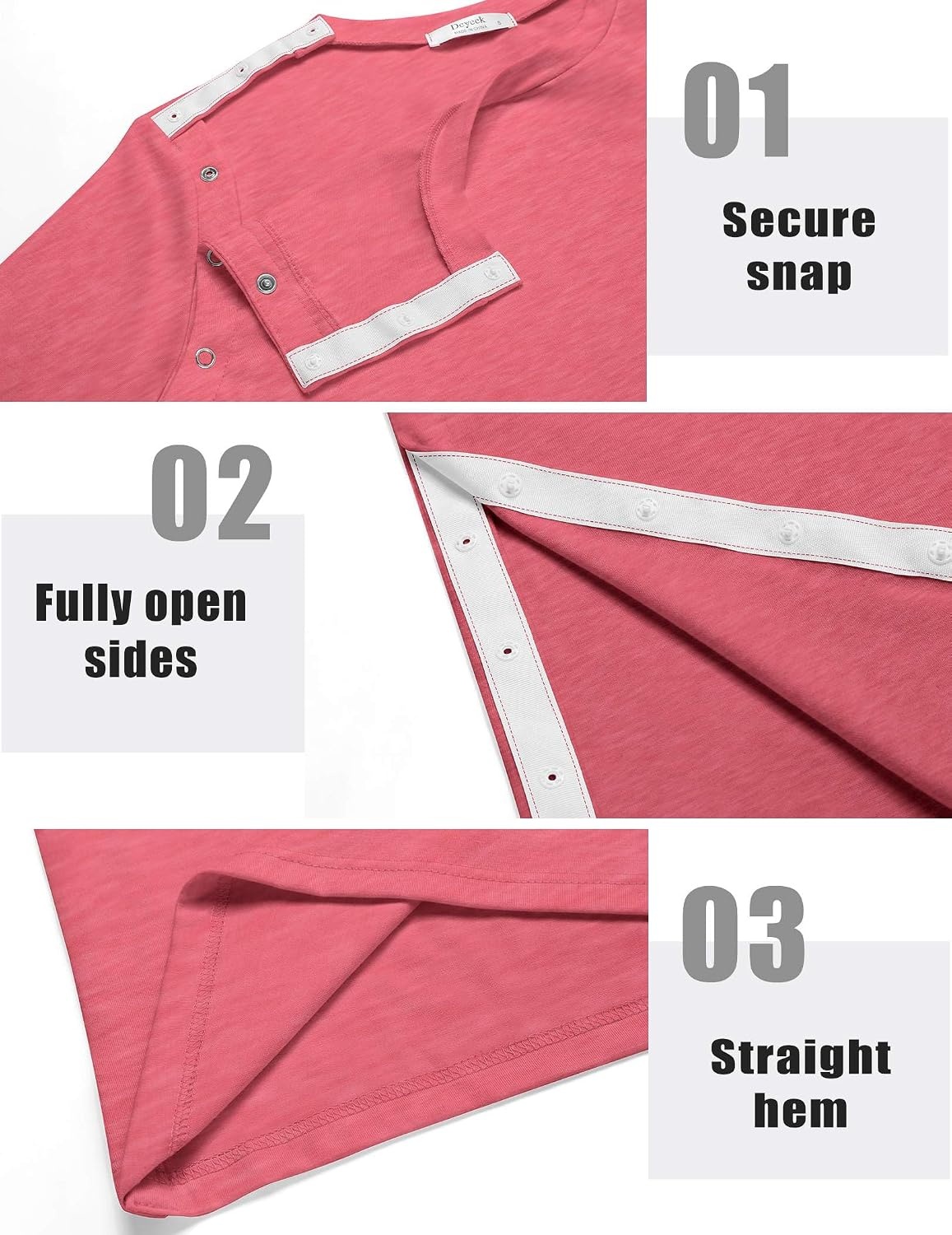 image:imageDeyeek Womens Post Surgery Tear Away Shirt for Shoulder RecoveryRed