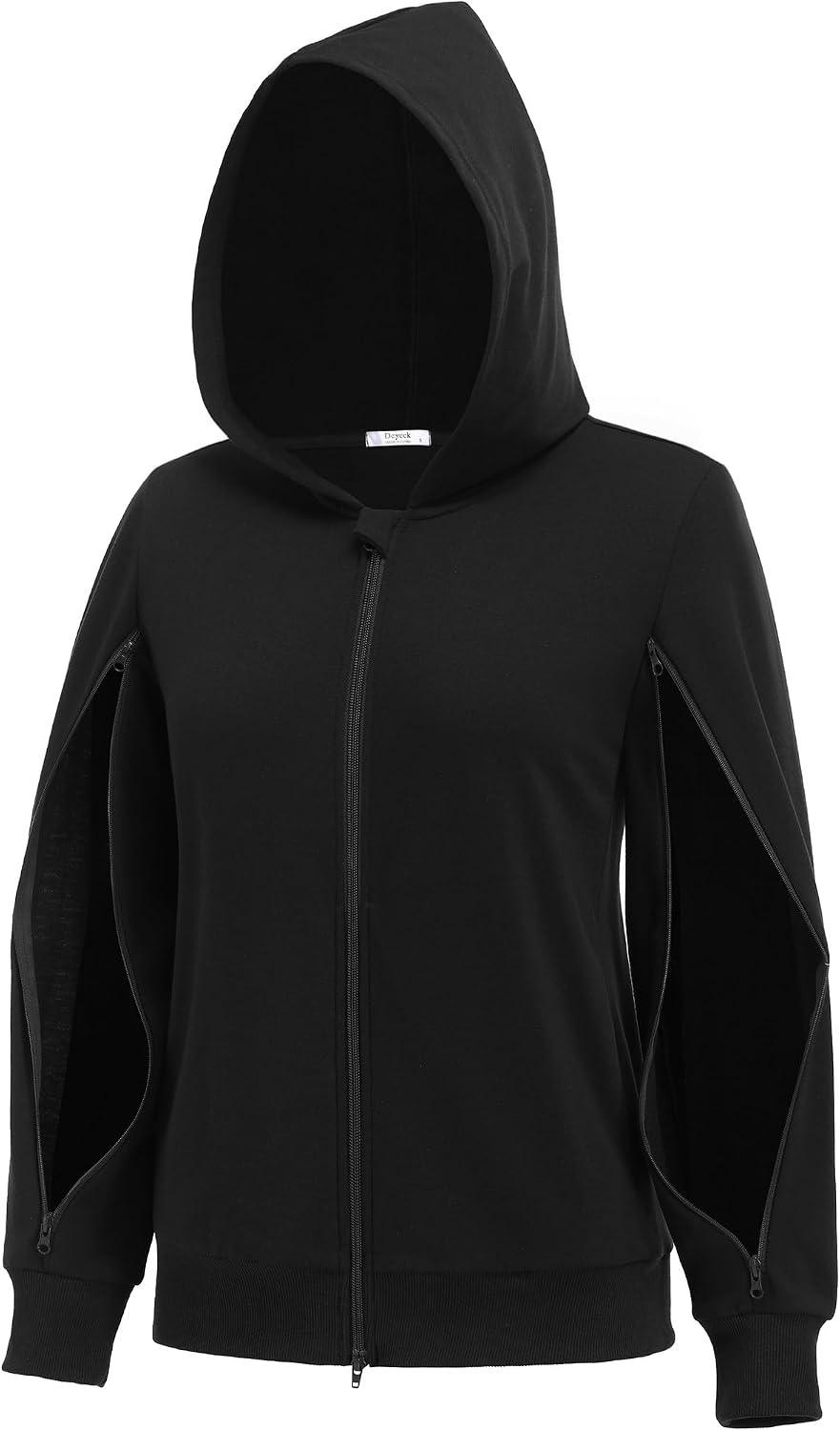 image:imageDeyeek Womens Zip Up Hoodie Sweatshirts with Arm Zipper and Drain PocketsBlack