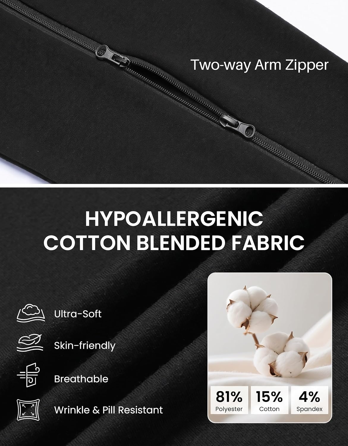 image:imageDeyeek Womens Zip Up Hoodie Sweatshirts with Arm Zipper and Drain PocketsBlack