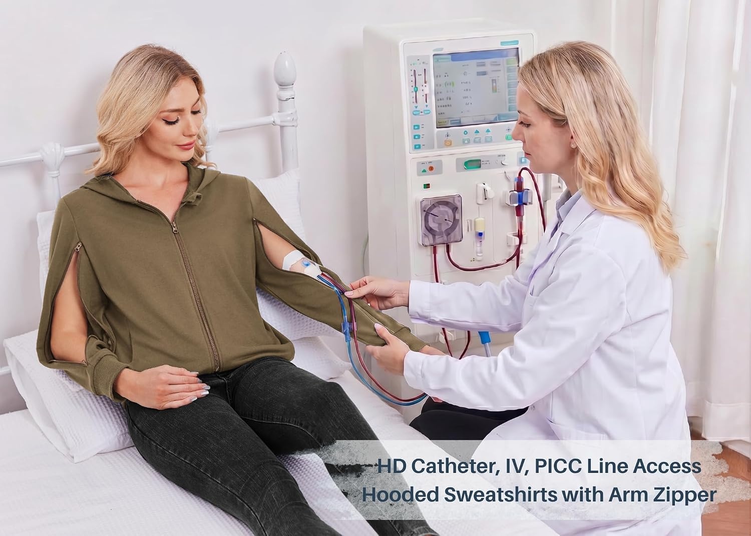 image:imageDeyeek Womens Zip Up Hoodie Sweatshirts with Arm Zipper and Drain PocketsMalt Brown